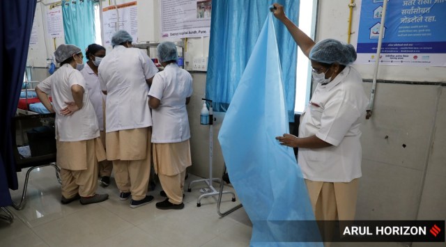 Preparations for COVAXIN Vaccination in progress at District General Hospital in Aundh (Express photograph by Arul Horizon)