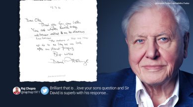 David Attenborough, David Attenborough, Otis Allen, dinosaurs, Gerry Holt, Cardiff, David Attenborough letter viral, trending, indian express, indian express news