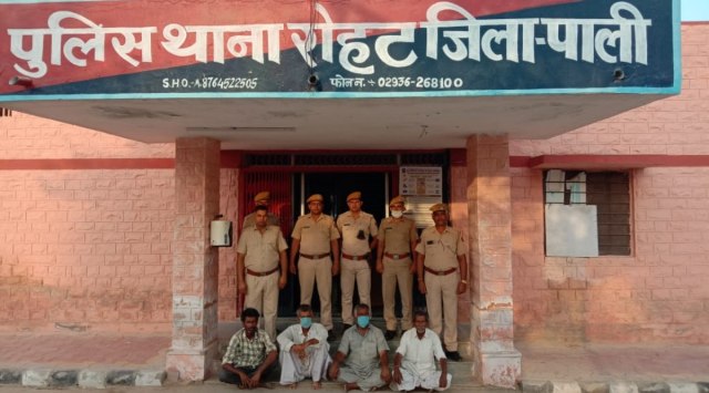 The four people arrested by Pali police. (Express Photo)
