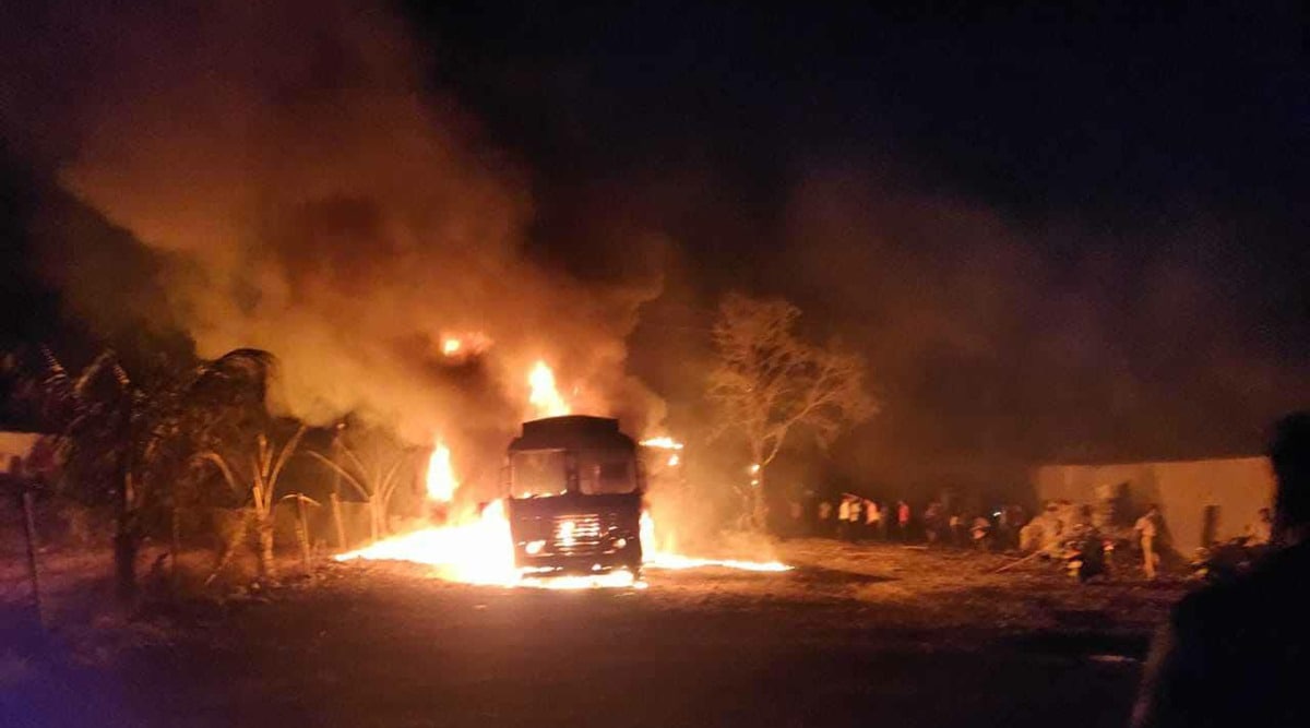 pune fuel tanker, Pune fuel tanker fire, pune fuel tanker catches fire, indian express news
