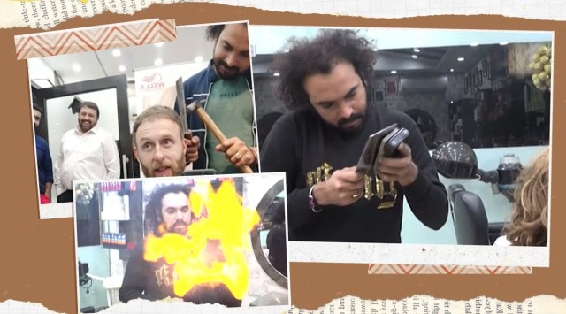 Pakistan, Pakistan hairdressers, Pakistan hairdressers fire viral video, fire video, hairstyles, unique hairstyles, trending, indian express, indian express newse