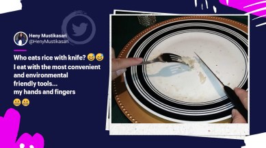 the royal butler advice fork and knife, rice, eat rice with fork and knife, royal butler tweet, Eat Rice With Knife and Fork, trending, indian express, indian express news