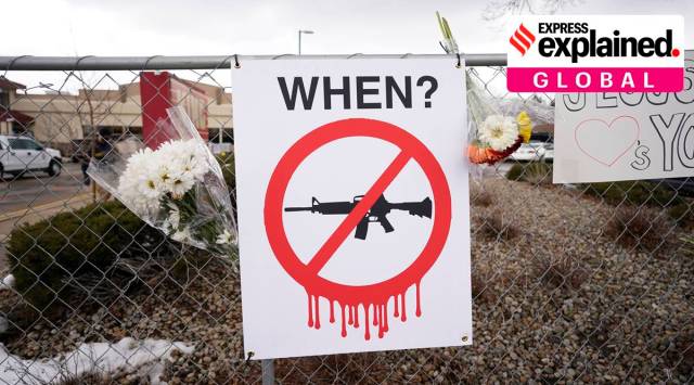boulder mass shooting, atlanta mass shooting,, gun control in US, joe biden on gun control, express explained, indian express