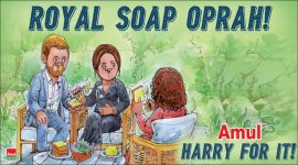 harry meghan oprah interview, prince harry meghan markle interview, amul cartoon, british royal family rift,