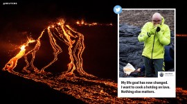 Iceland volcano erupts, mount Fagradalsfjall, cooking on iceland lava, lava hot dogs, molten lava used for cooking, iceland volcano videos, indian express