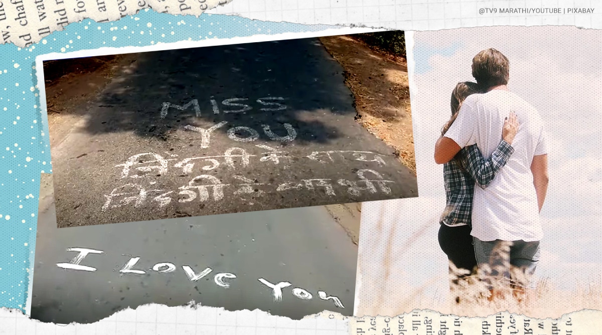 Kolhapur Man Paints 2 5 Km Road With I Love You I Miss You Message For Partner Trending News The Indian Express