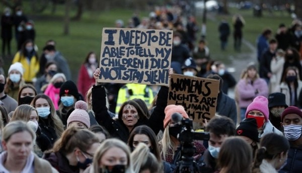 Londoners protest after police officer charged with woman's murder sarah everard