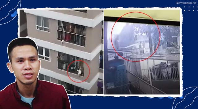vietnam man saves girl falling from building, man catch girl falling from 12th floor, delivery man saves toddler from high rise, viral news, indian express