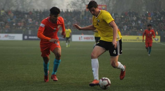 Mason Robertson in action for Real Kashmir FC (I-League Media)