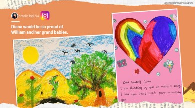 Prince William and Kate’s kids’, UK mother’s day card, Princess Diana, Royal kids mother’s day tribute to Diana, British royal kids, Duke and Duchess of Cambridge, British Royal kids, UK Mothers Day celebration, Prince William, Kate Middleton, Kensington Palace, Princess Diana mothers day card, Trending news, Indian Express news