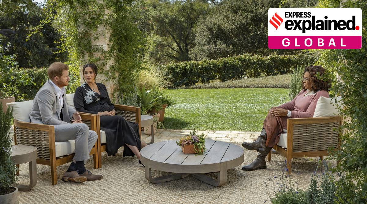 meghan markle, prince harry, oprah winfrey, sussexes oprah, meghan markle bullying row, meghan markle privacy lawsuit, princess diana, indian express