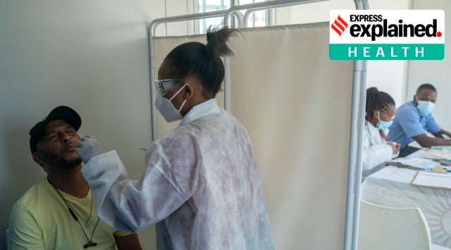 A patient is swabbed for a Covid-19 test in Soweto, South Africa, Feb. 20, 2021. It is not entirely clear that the variant commonly linked to South Africa even arose there. (The New York Times: Joao Silva)