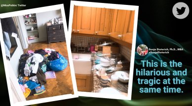 women household work, woman no chores for 3 days, woman experiment to see if husband react no chores, viral twitter thread, indian express