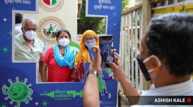Covid Vaccination Drive underway at Mavle Vaccination Centre in Pune. (Express photo by Ashish Kale)