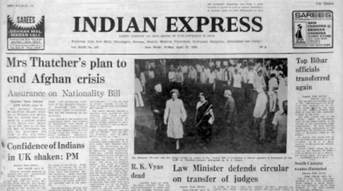 margaret thatcher, Afghan, Forty Years Ago, Judges Transfer Issue, Inflation Continues, indian express