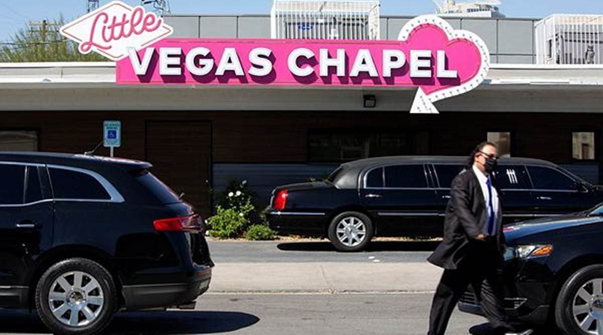 unique wedding, unique wedding date, Vegas wedding licenses, couples queuing for unique wedding in Las Vegas, indian express news