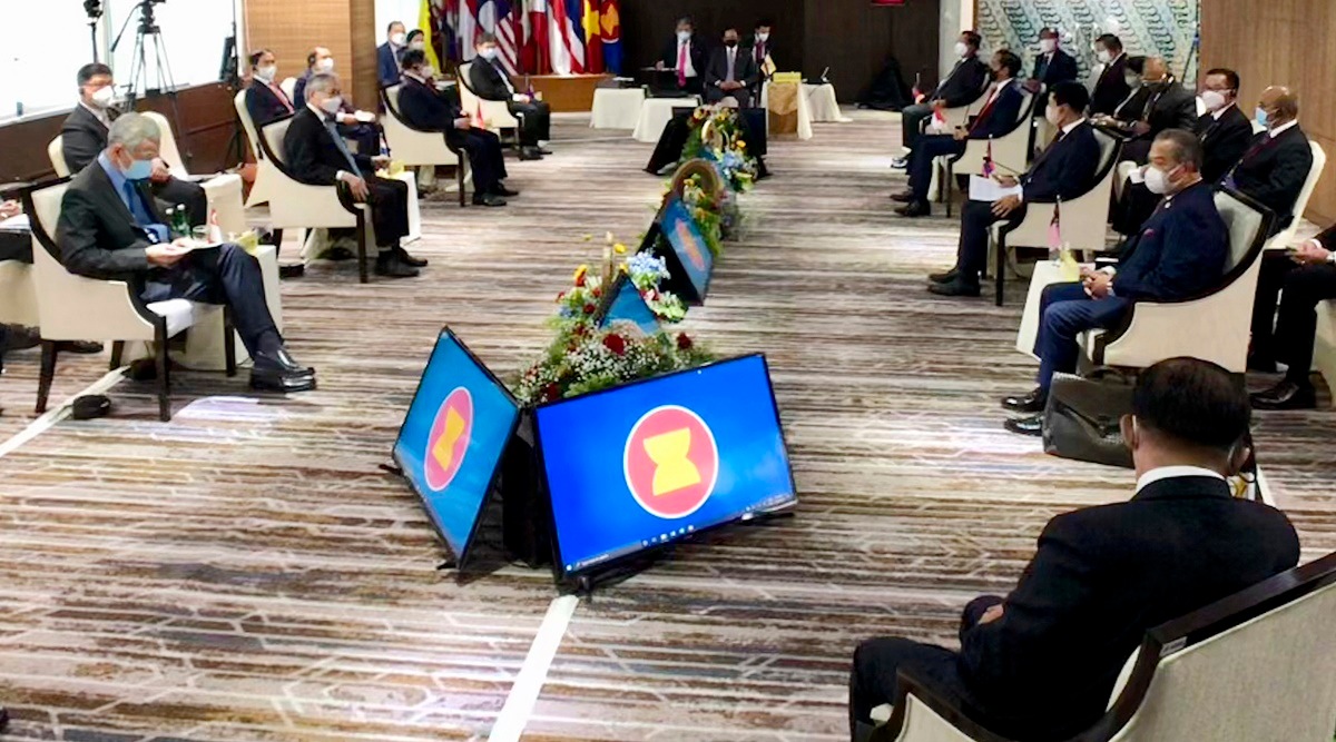 ASEAN leaders during the meeting Jakarta on Saturday. 
