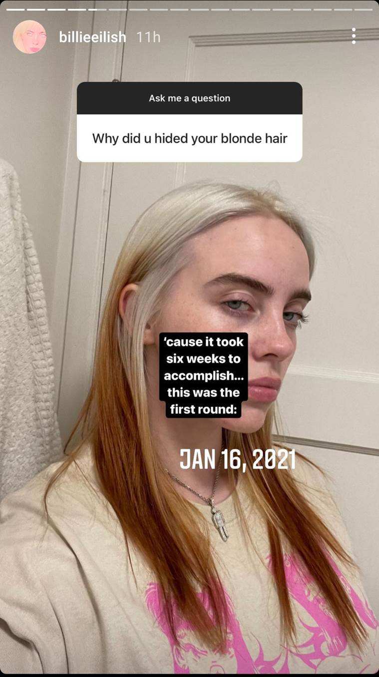 Billie Eilish, Billie Eilish news, Billie Eilish hair, Billie Eilish hair Transformation, Billie Eilish new look, Billie Eilish hair color, indian express news