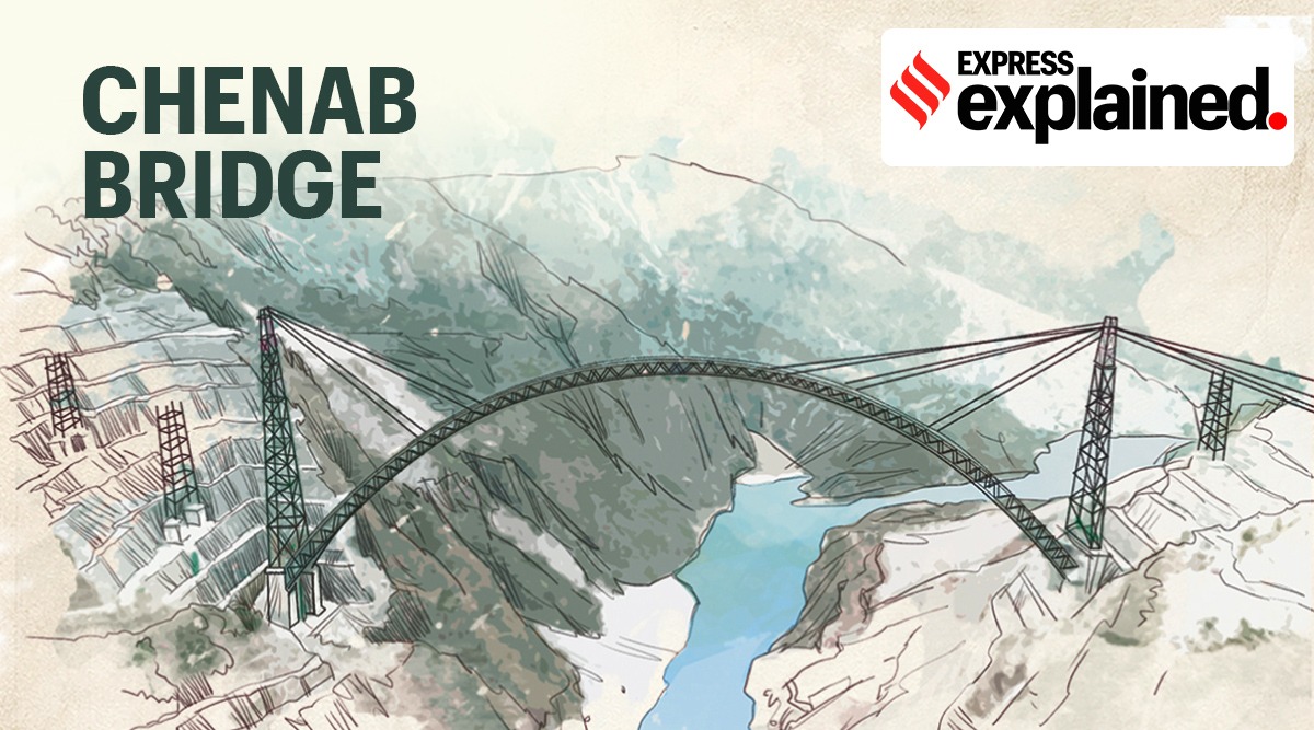 Chenab bridge, Chenab arch bridge, what is Chenab arch bridge, Chenab arch bridge features, Indian Express