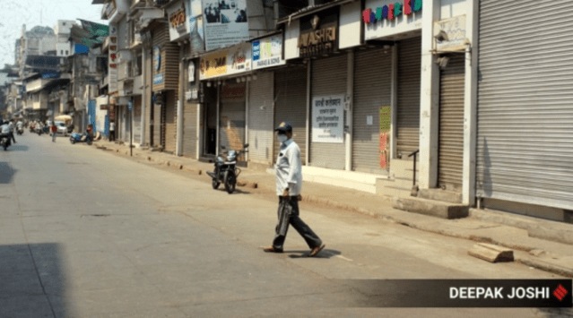 An empty street in Thane. (Express Photo)