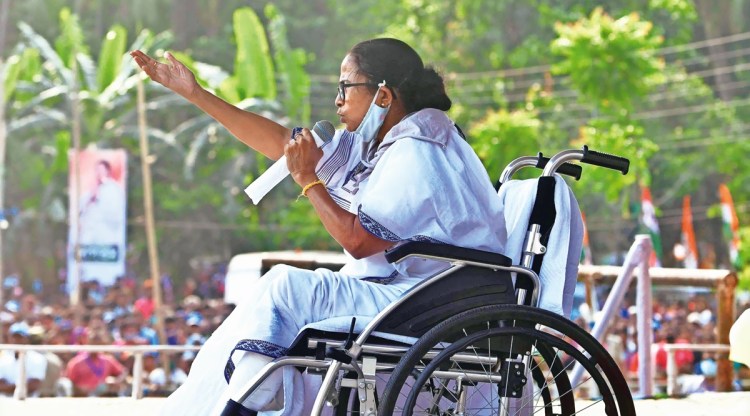 Chief Minister Mamata Banerjee during a rally in West Bengal.