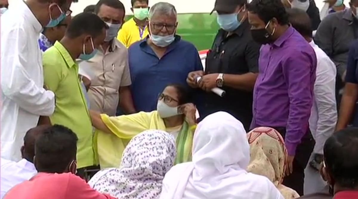 West Bengal CM Mamata Banerjee meets the families of those killed in Sitalkuchi, Cooch Behar violence. (ANI)