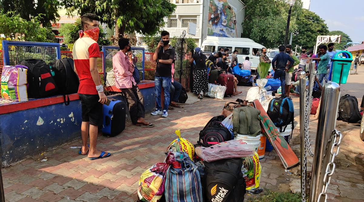 Covid-19 India second wave, coronavirus, coronavirus news, Goa coronavirus Migrant workers, migrants lockdown goa, migrants lockdown goa trains, Coronavirus crisis, Indian express