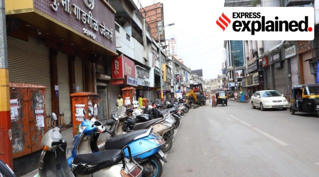 A popular jewllery market on Laxmi Road, Pune, remains shut. (Express Photo: Pavan Khengre)