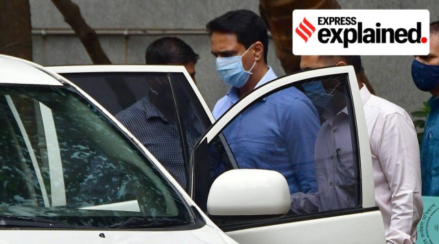 NIA produce Mumbai Crime branch officer Sunil Mane for his alleged role in Antilia bomb scare and Mansukh Hiran murder case to a Sessions Court in Mumbai, Friday, April 23, 2021. (PTI Photo)