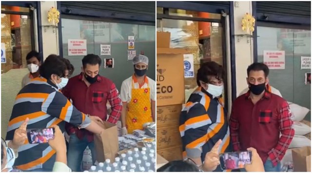 Salman Khan was seen inspecting food packets going out for frontline workers in Mumbai. (Photo: Rahul Kanal)