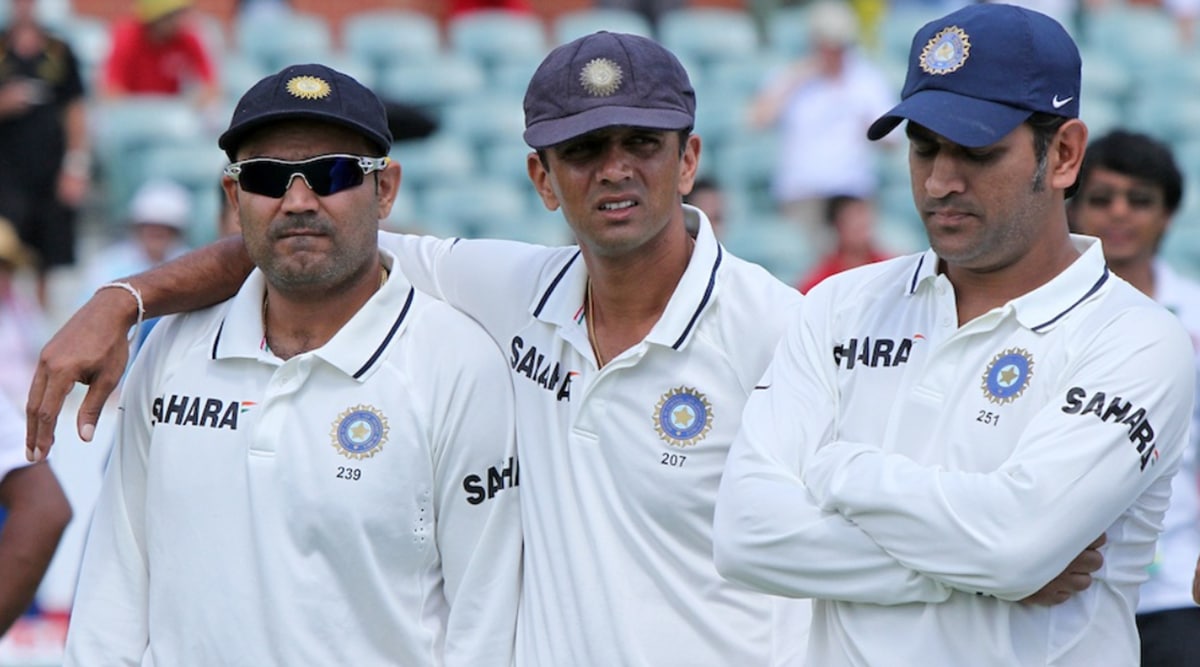 Rahul Dravid, Virender Sehwag and MS Dhoni (File Photo/BCCI)