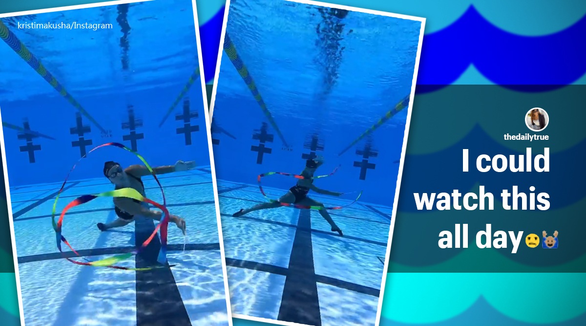 Underwater gymnastic, Woman performs gymnastic routine underwater, Kristina Makushenko, Miami woman underwater routine, Underwater gymnastic routine, Underwater rhythmic gymnastics viral video, Trending news, Viral videos, Indian Express news.