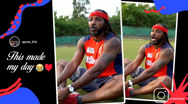Chris Gayle, Chris Gayle  Hindi dialogue, Chris Gayle  Amrish Puri dialogue, Chris Gayle Mogambo khush hua viral video, trending news, IPL 2021, Indian Express news