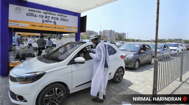 The demand from the industry came as the number of new Covid cases reported in Gujarat crossed 11400 and the deaths touched 117 on Monday. (Express Photo by Nirmal Harindran)
