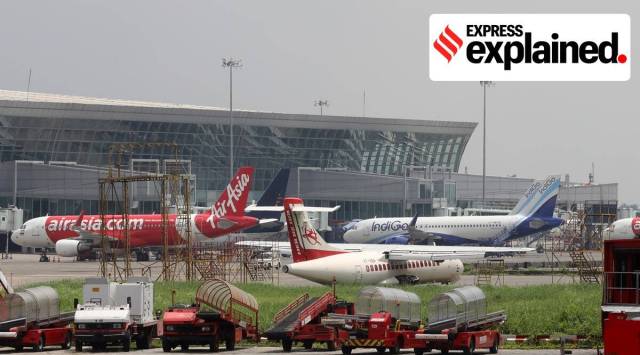 Aircraft parked at the Netaji Subhash Chandra Bose International Airport in Kolkata. (Express Photo: Partha Paul, File)  
