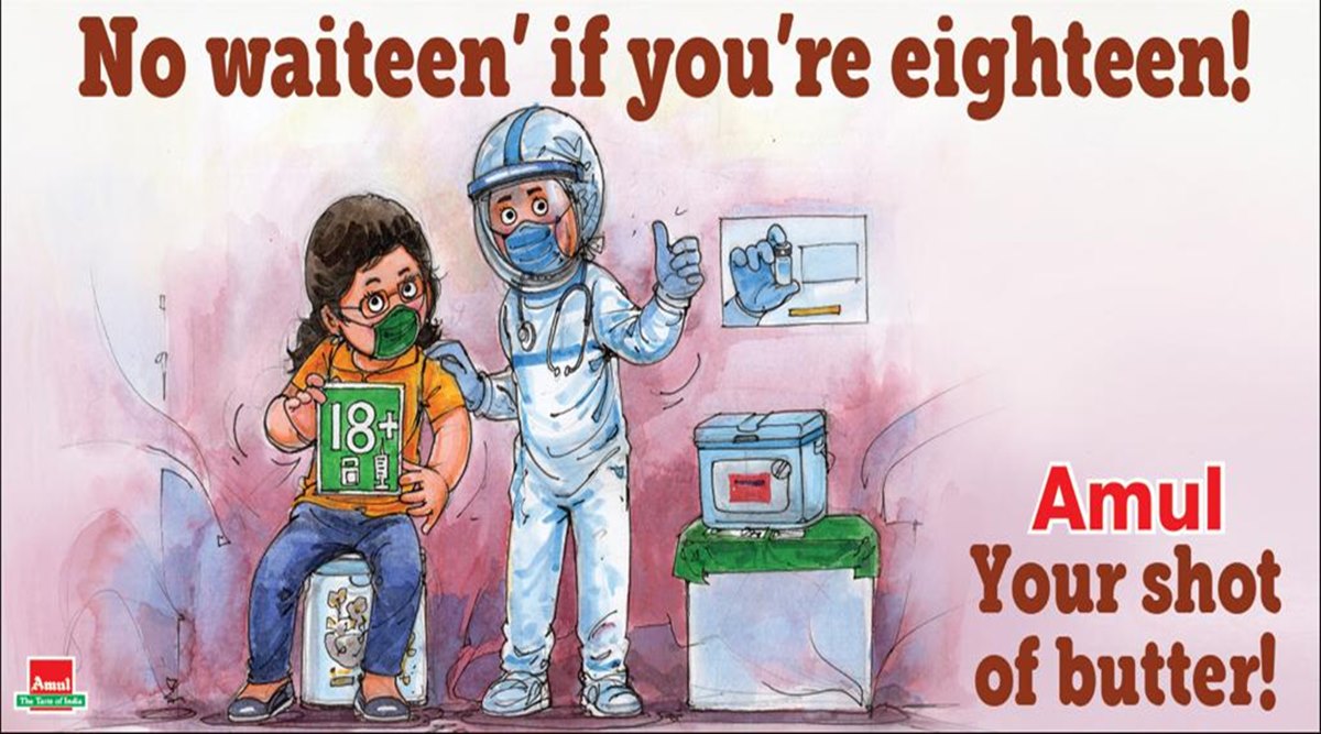 As India Opens Up Vaccination For Everyone Above 18 Amul Hails Move With A Cartoon Trending