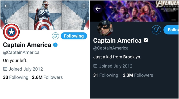 sam wilson as captain america is now twitter official anthony mackie replaces chris evans in bio see pic entertainment news the indian express