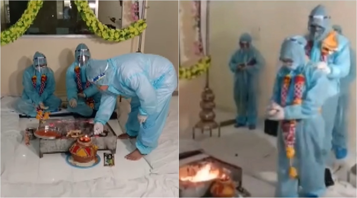Watch: Madhya Pradesh couple gets married in PPE kits after groom tests  positive for COVID-19 | Trending News,The Indian Express