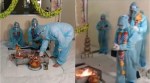covid positive patient wedding, couple wedding ppe kits, mp couple ppe kit wedding, covid groom ppe kit wedding, odd news, indian express