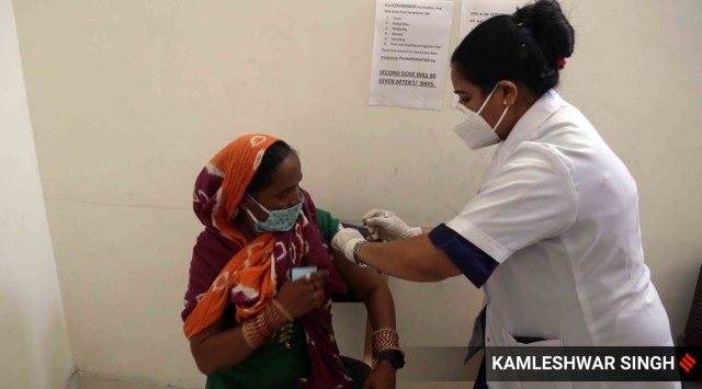 From May 2, the current vaccination drive against Covid-19 will be expanded to include the population between ages 18-45. (Express photo by Kamleshwar Singh)