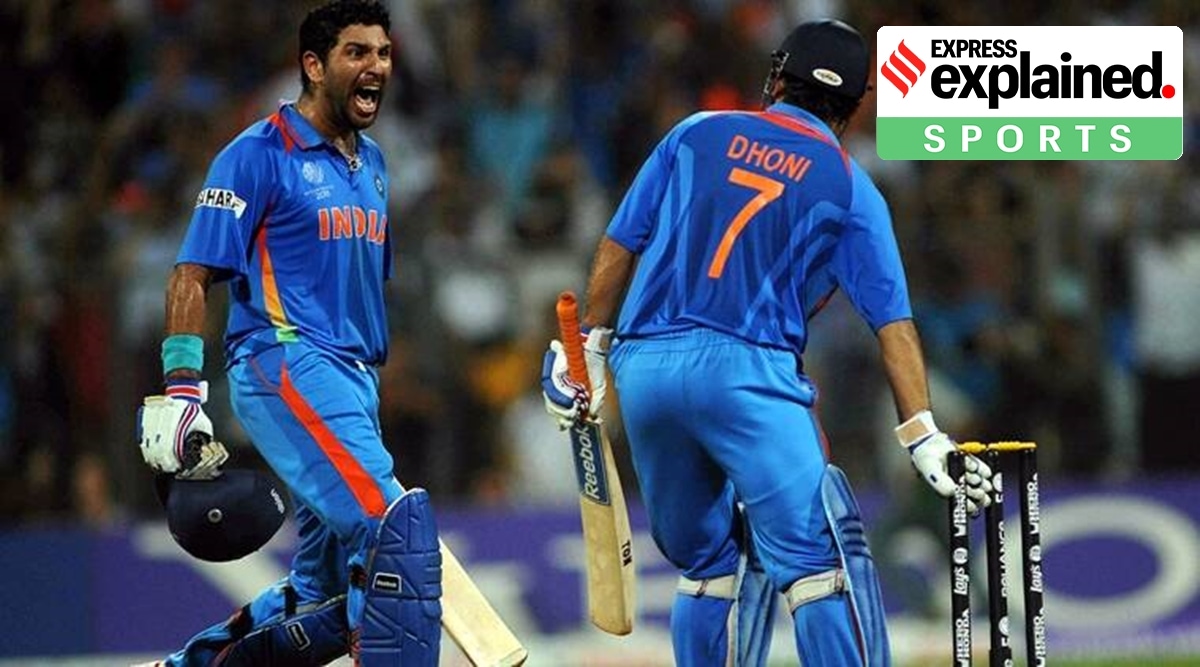 Mahendra Singh Dhoni with Yuvraj Singh during the 2011 World Cup final 