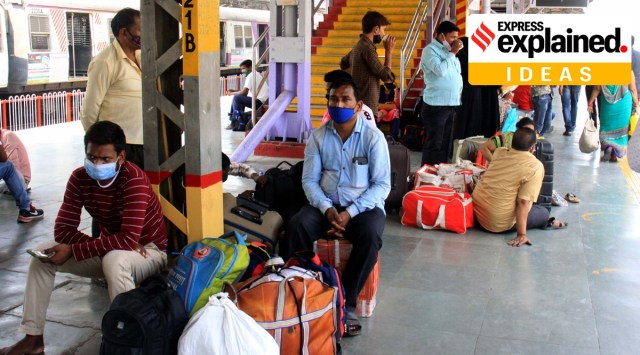 Migrant workers at Thane Railway station (Express photo/Deepak Joshi)