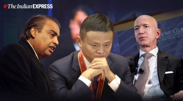 From left: Mukesh Ambani, Jack Ma and Jeff Bezos