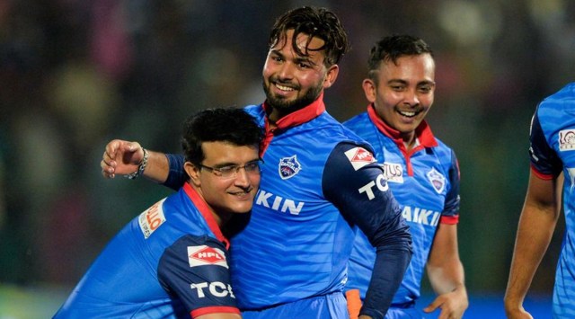 Sourav Ganguly celebrating with Delhi Capitals' Rishabh Pant during IPL 2019. (File)