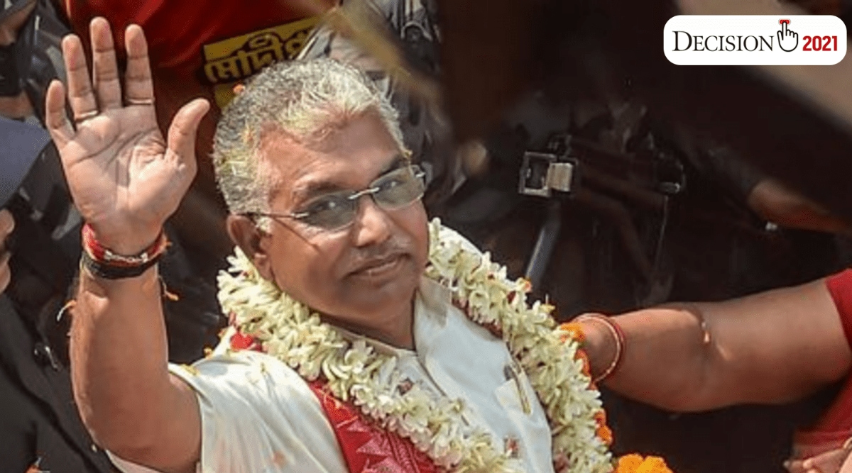 West Bengal BJP President Dilip Ghosh during his roadshow in Kolkata (PTI Photo)