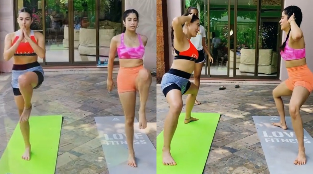 Janhvi Kapoor wears a sports bra and shorts to work out with Sara