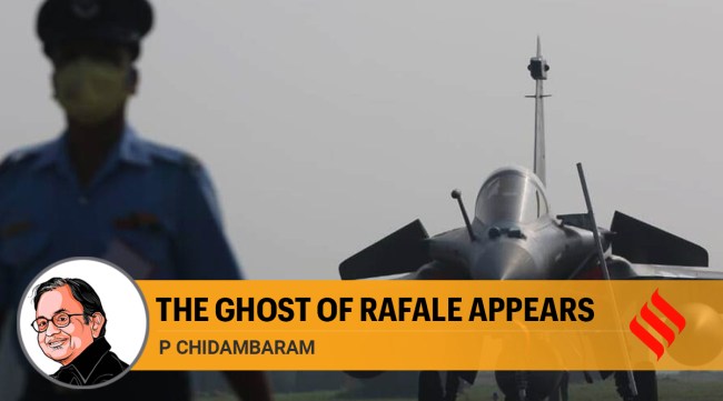 An Indian Air Force officer wearing a protective face mask at the Ambala Air Force Station before the induction ceremony of the five Rafale jets on September 10, 2020. (Express Photo by Tashi Tobgyal/File)