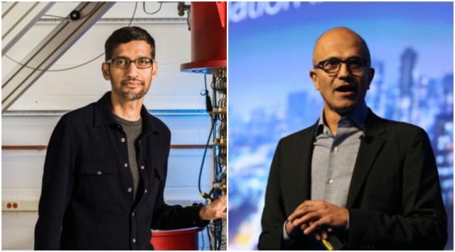 Google CEO Sundar Pichai and Microsoft CEO Satya Nadella.