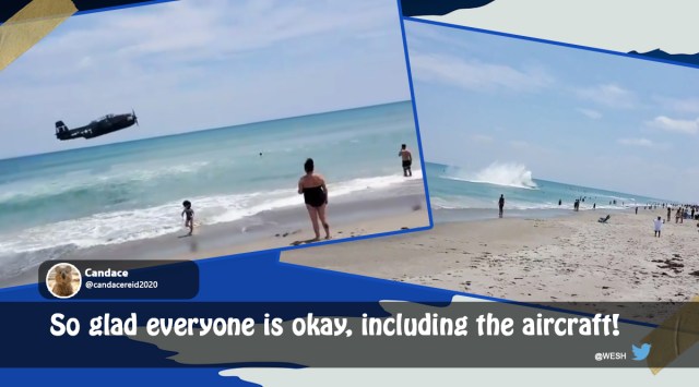 florida, florida plane florida plane, war plane forced landing, water landing, viral video, twitter reactions, indian express news