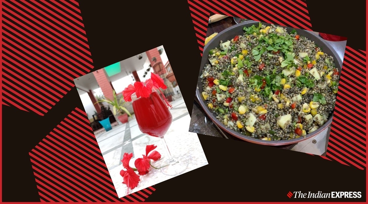 healthy millet recipe, millet salad recipe, hibiscus flower cocktail at home recipe, crazy kachi millet workshop, shalini rajani crazy kadchi